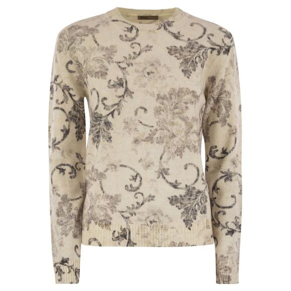 Herno Women Wool Jumper With Floral Pattern